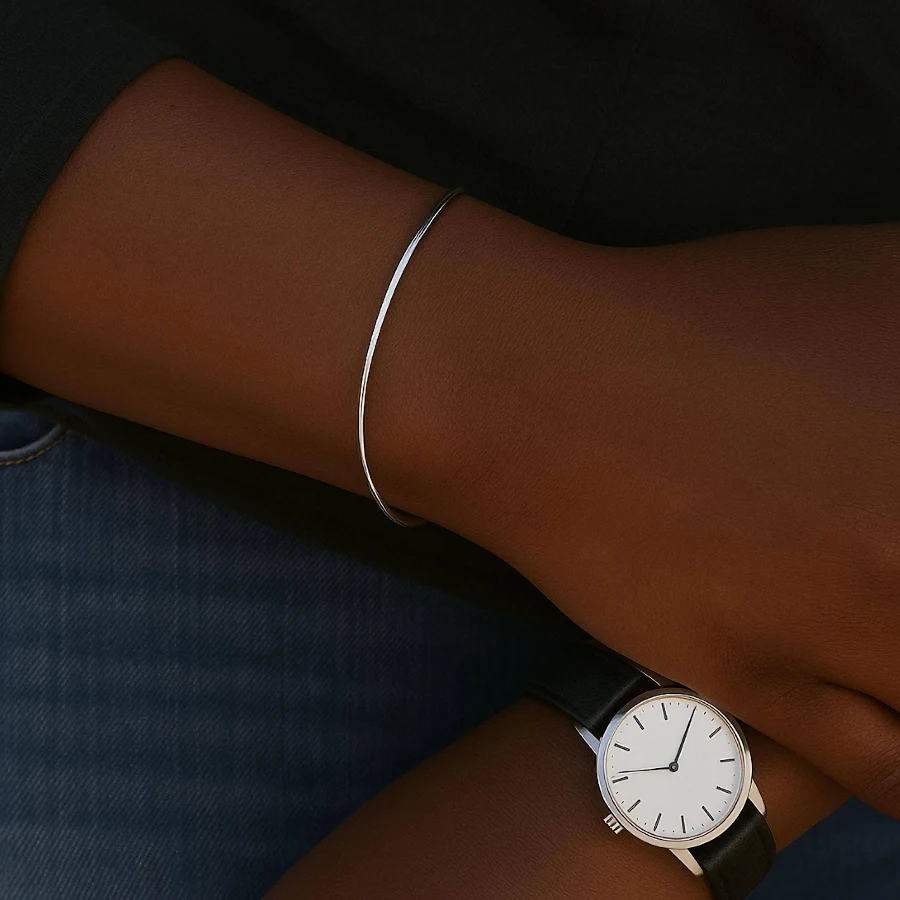 accessory Sterling Silver Minimalist Bangle Bracelet Etsy - NadinGlassico $34