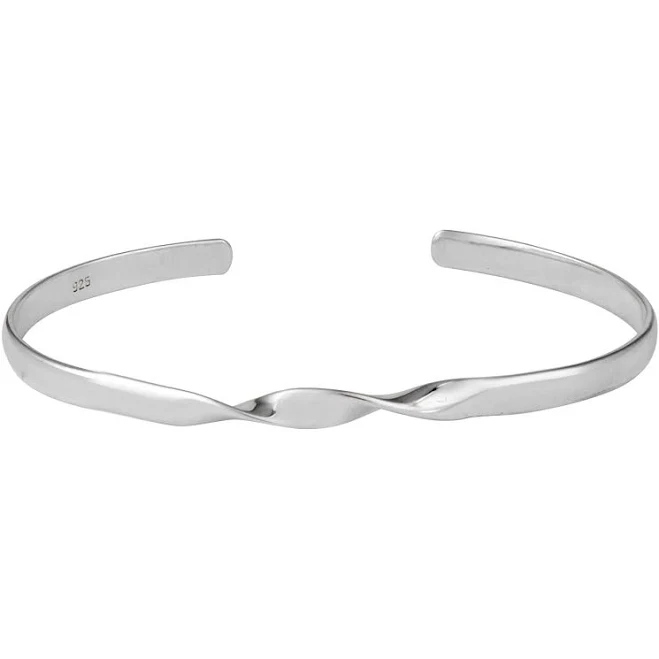accessory Sterling Silver Minimalist Twist Bangle Bracelet 925silverly.com $87.26