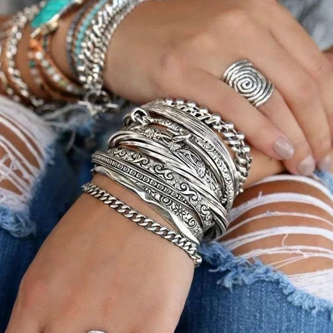 accessory Sterling Silver Stacking Bracelet Etsy - HappyGoLickyJewelry2 $45.95