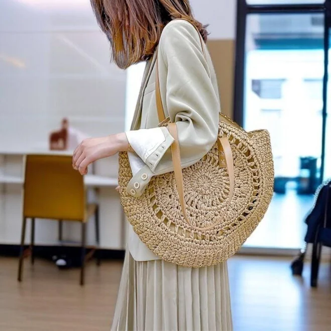 bag Straw Shoulder Tote Bag Etsy - Seller $34.69