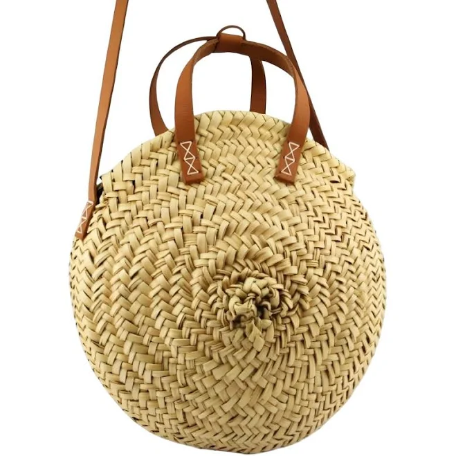 bag Straw Tote Bag with Leather Handles Marrakeche Crafts $83