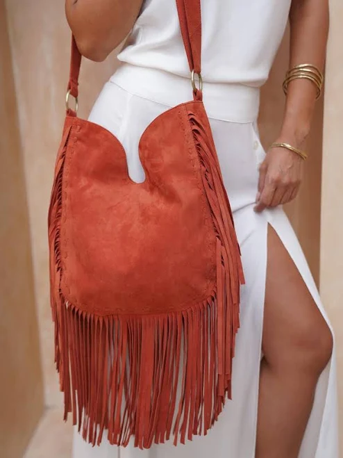 bag Suede Leather Fringe Crossbody Purse Etsy - MyGratitudeBali $172