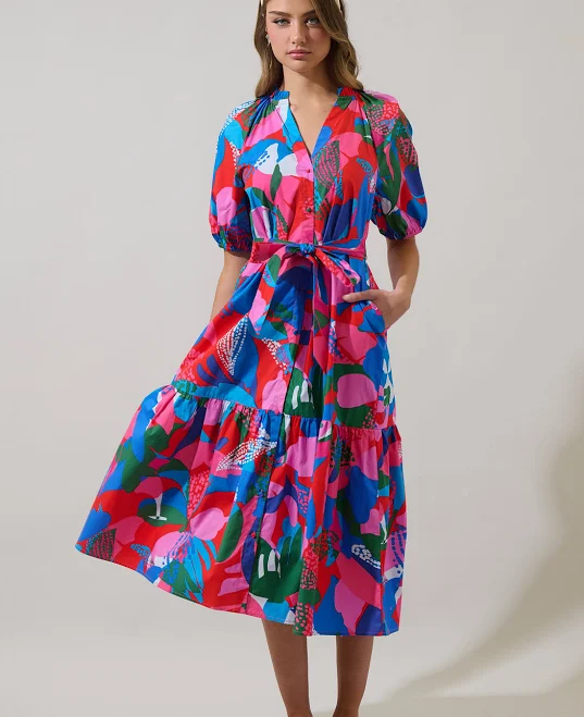 dress Sugarlips Exene Floral Wynette Tiered Midi Dress Sugarlips $95