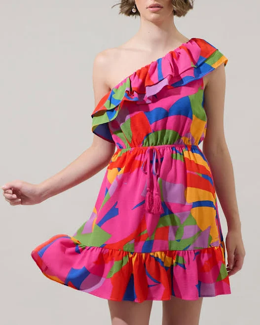 dress Sugarlips Soleil Abstract One Shoulder Mini Dress Sugarlips $79