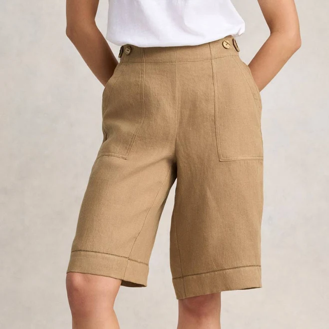 shorts Tab Detail Linen Twill Shorts Blue Illusion $69.99