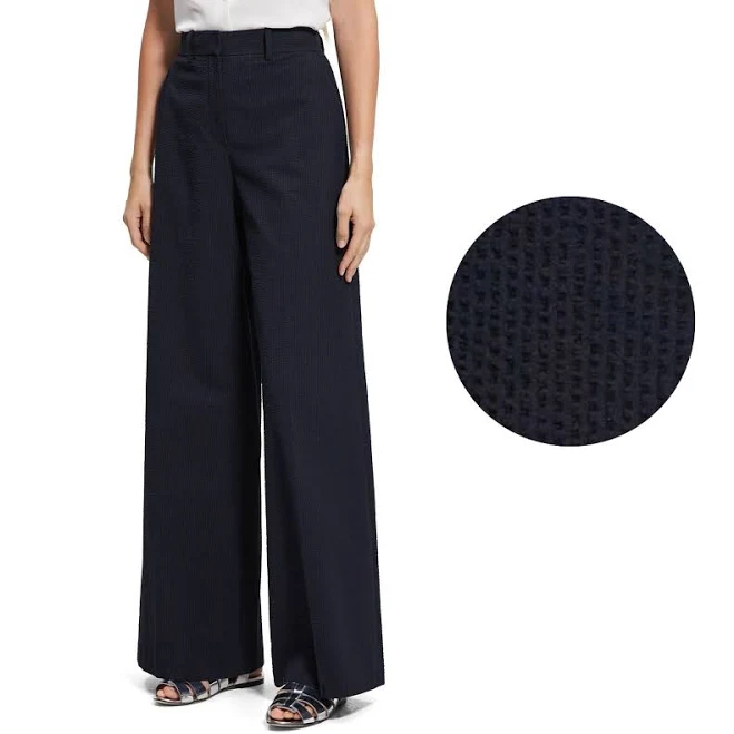 pants Theory Women's High-Waist Wide-Leg Seersucker Pants eBay - moolightsnyc $175