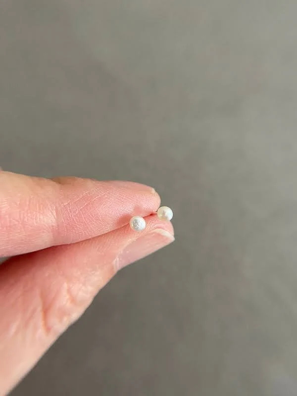 accessory Tiny Natural Freshwater Pearl Stud Earrings in Sterling Silver Etsy - teenytinyNY $14.39