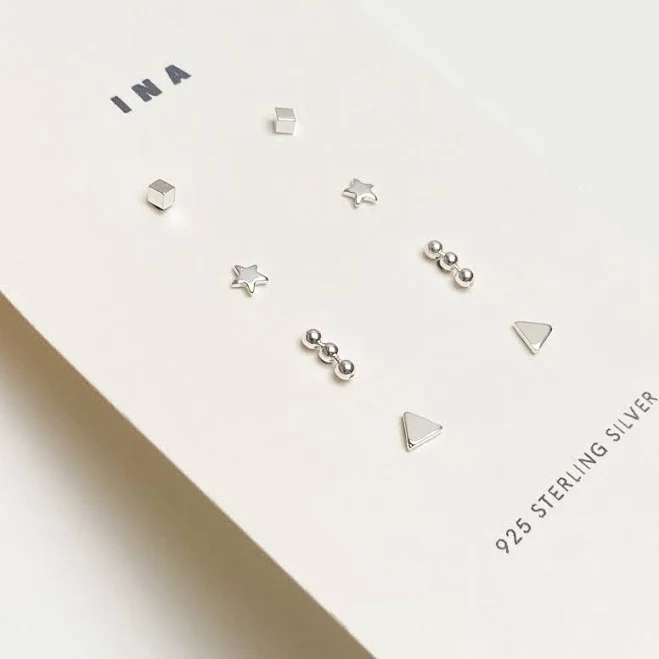 accessory Tiny Sterling Silver Stud Earring Set Etsy - Seller $42.31