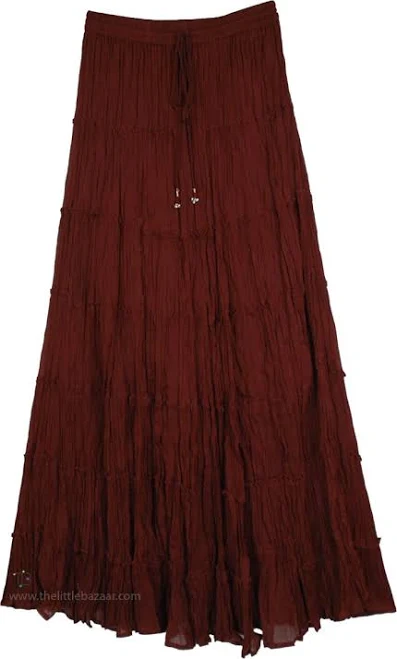 maxi skirt TLB Tall Rustic Tiered Cotton Maxi Skirt The Little Bazaar $40.99