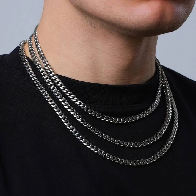 accessory Twistedpendant Men's Silver Cuban Chain Necklace Etsy - Twistedpendant $19.07