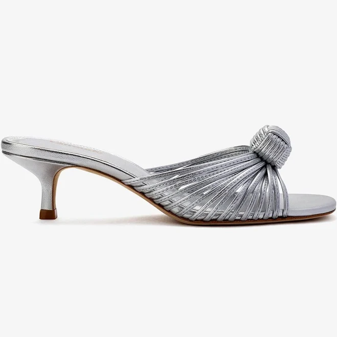 shoes Valerie Mule in Silver Metallic Leather 5.5 / Silver Larroudé US $221