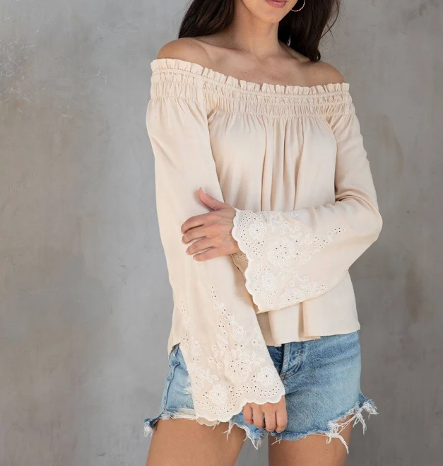 off-shoulder top Venture Off Shoulder Embroidered Top Lovestitch $21