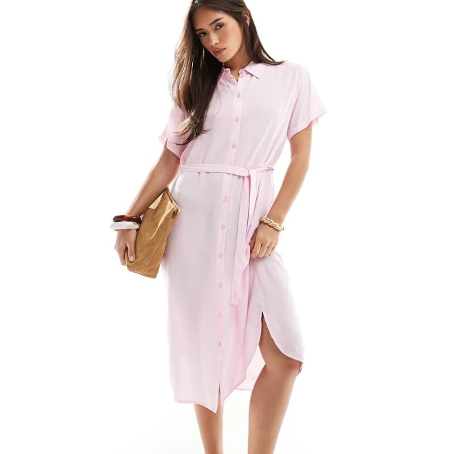 dress Vero Moda Midi Shirt Dress with Tie Belt ASOS $41