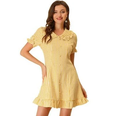 dress Vintage 1960s Ruffled Gingham Checks Mini Dress Target $40.99
