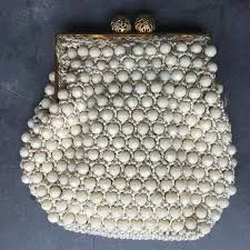 bag Vintage JEM Hand Made Purse Clutch Cream Beads Satin Lined Bag Gold Tone 6" eBay $17.95