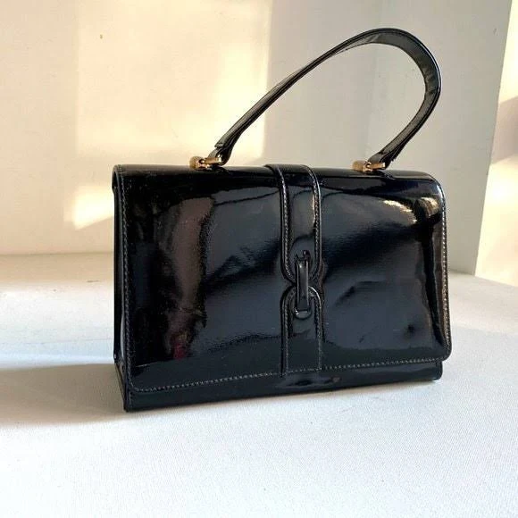 bag Vintage Paten Leather Box Structured Top Handle Bag Etsy - HuntopiaVintage $125