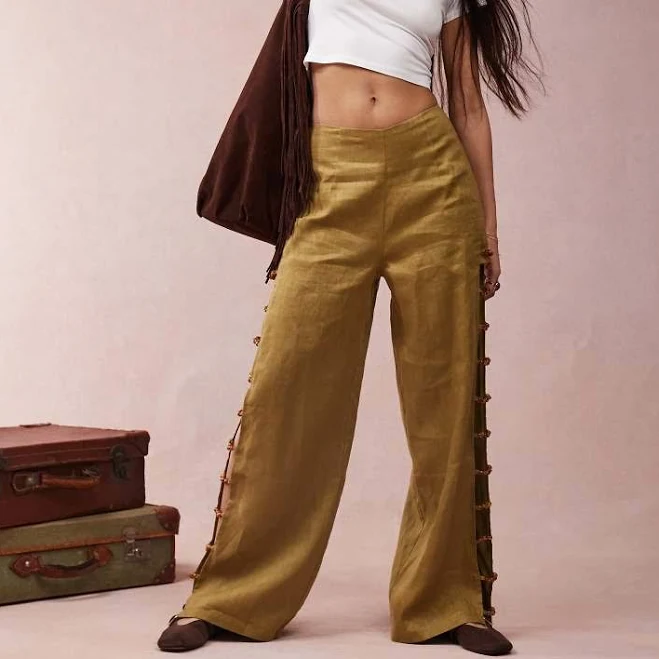 bottom Vrg Grl Tia Linen Pants with Bead Detailing ASOS $144.3