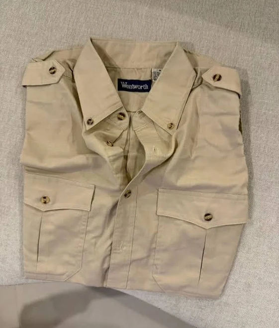 top Wentworth Beige Uniform Work Shirt With Epaulets And Front Pockets eBay $16