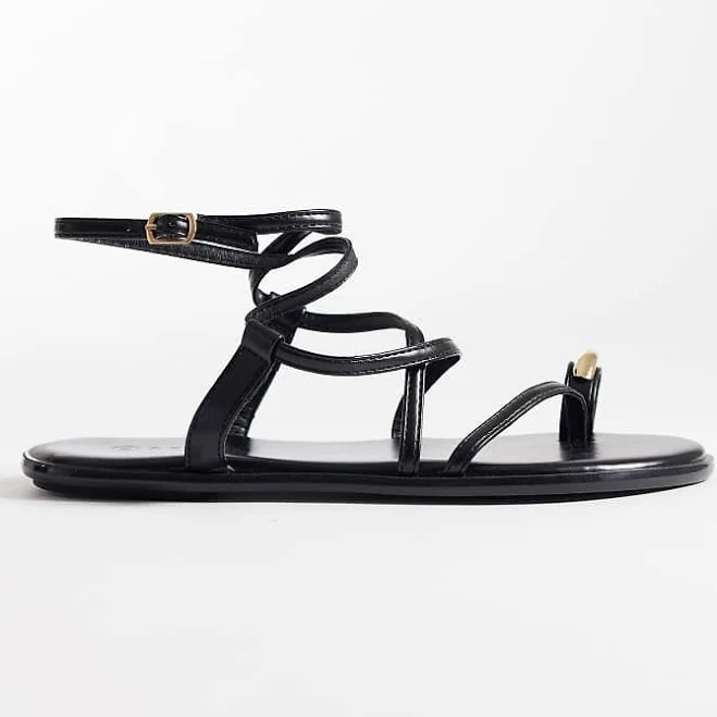 shoes Wide Fit Strappy Flat Sandals with Gold-Tone Embellishment ASOS $28