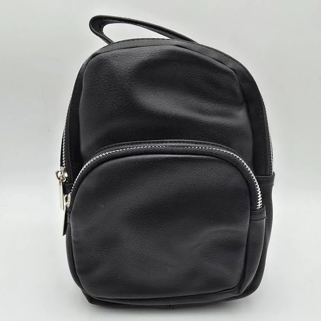 bag Wild Fable Black Faux Leather Mini Backpack with Silver Hardware and Adjustable Straps Depop $10