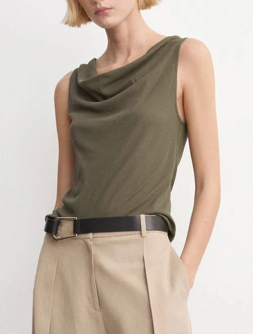 cowl neck top Woman MANGO Fitted top with draped neckline Nordstrom $39.99