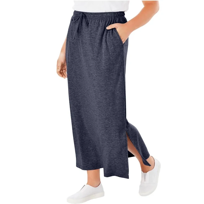 skirt Woman Within Plus Size Sport Knit Side-Slit Skirt Macy's $23.79