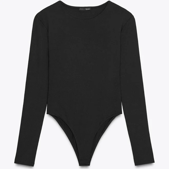 top Woman Zara Long Sleeve Polyamide Bodysuit Zara USA $29.9