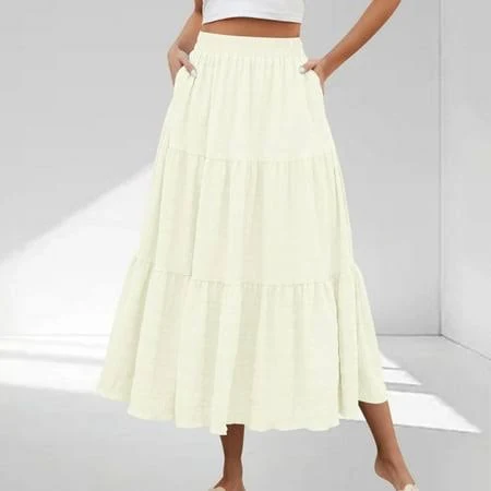 skirt Women's Casual Elegant High Waisted A-Line Flowy Skirt with Pockets Walmart - JESSNER $24.99