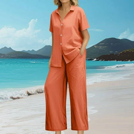 matching set Women's Casual Linen 2 Piece Set Walmart - xixuanwan official $24.09