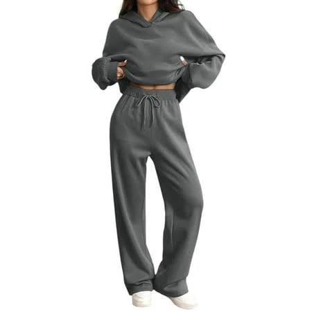 matching set Women's Casual Lounge Outfit Set with Pockets Walmart - mohiass $18.88