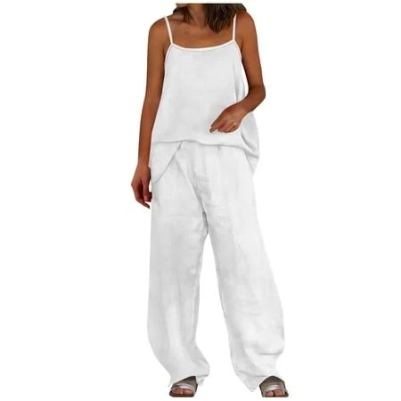 linen outfits Women's Cotton Linen Two Piece Set Walmart - chukd $15.89