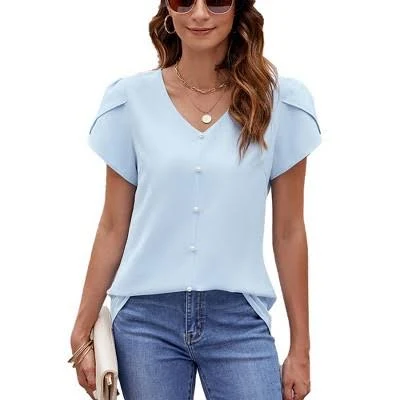 blouse Women's Dressy Casual V-Neck Short Sleeve Blouse Target $31.99
