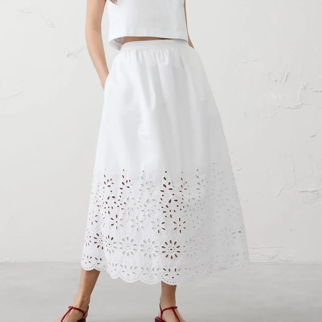 skirt Women's Eyelet Midi Skirt Banana Republic Factory $90