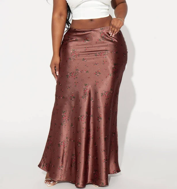 skirt Women's Fashion Nova Buy Myself Flowers Satin Maxi Skirt Fashion Nova $16.5