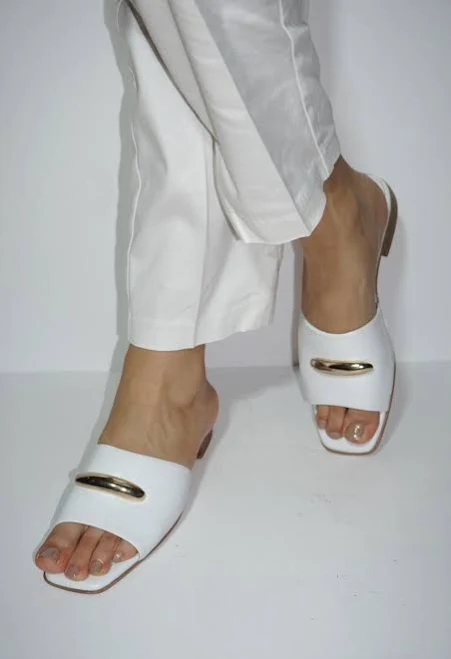 shoes Women's Genuine Leather Slip-On Slides with Gold Buckle Etsy - Seller $134.36