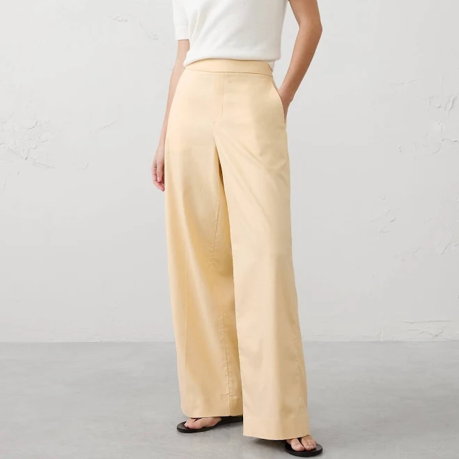wide leg pants Women's High-Rise Wide-Leg Linen-Blend Pants Banana Republic Factory $50