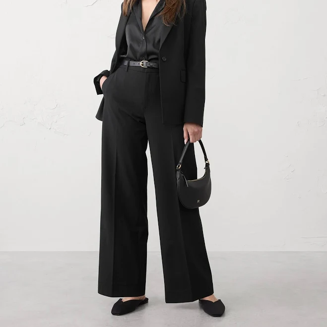 matching set Women's High-Rise Wide-Leg Sculpted Trouser Banana Republic Factory $55