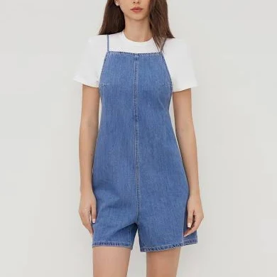 romper Women's Lightweight Breathable Denim Cami Romper Cider $18.95