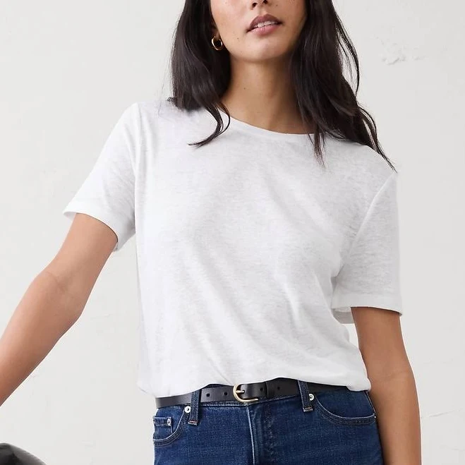 top Women's Linen-Blend T-Shirt Banana Republic Factory $20