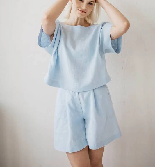 matching set Women's Linen Open Back Crop Top Etsy - Seller $110.79