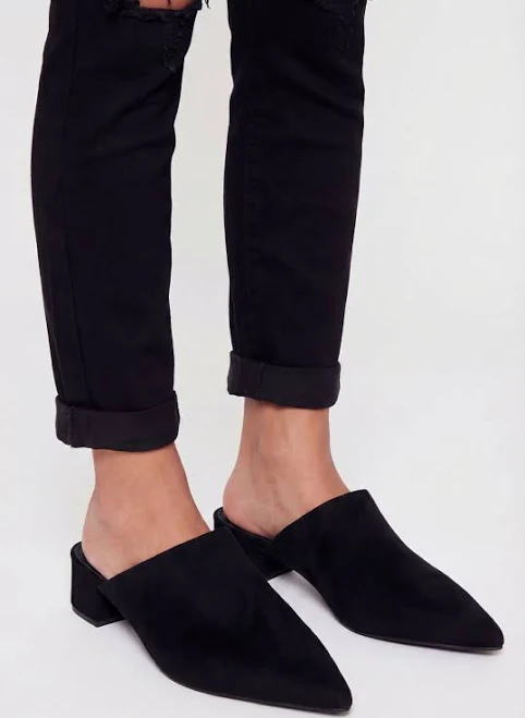 shoes Women's Pointed Toe Block Heel Suede Mules Rainbow Shops $19.99