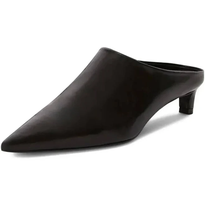 shoes Women's Pointed Toe Chunky Heel Vegan Leather Mules nicepairs $106