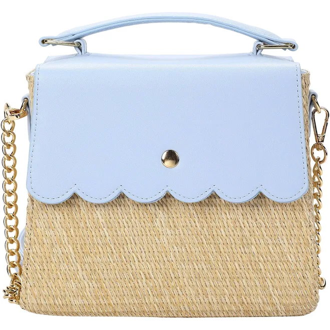 bag Women's Woven Straw Crossbody Bag with Faux Leather Scallop Walmart $25