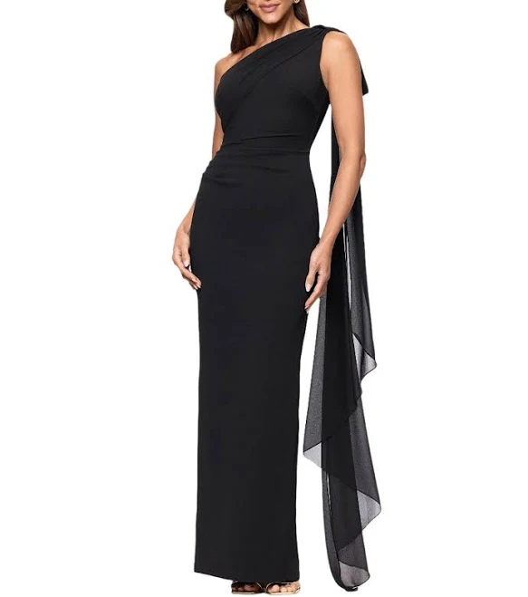 dress XSCAPE Women's One-Shoulder Scuba Crepe Evening Gown Dillard's $248