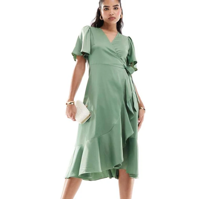 dress Yas Satin Wrap Midi Dress ASOS $40.5
