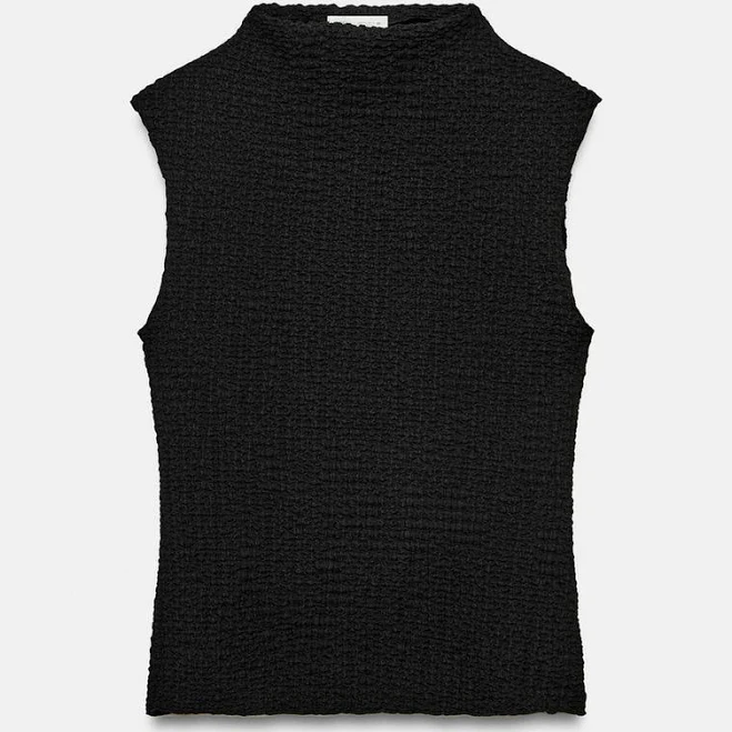 top Zara Textured Mock Neck Top Zara USA $25.9