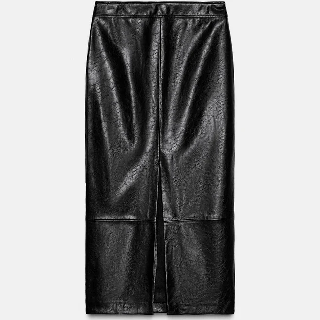 skirt Zara Women's Faux Leather Midi Skirt Zara USA $49.9