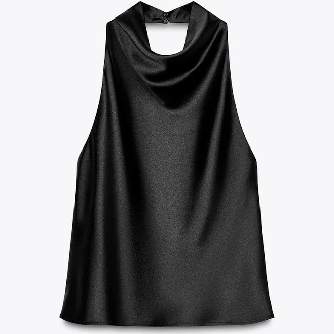 top Zara Women's Satin Halter Top Zara USA $39.9