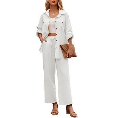 matching set Zeagoo Women's 2 Piece Linen Button Down Shirt and Drawstring Pants Set Target $29.99