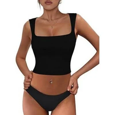 top Zeagoo Women's Square Neck Ribbed Tank Tops Target $24.99